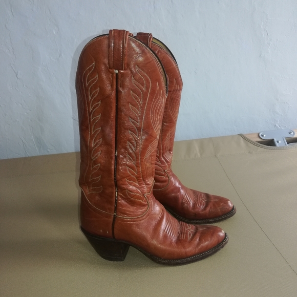 Vintage Tony Lama Leather Cowboy Boots Size 6.5 - Picture 1 of 5